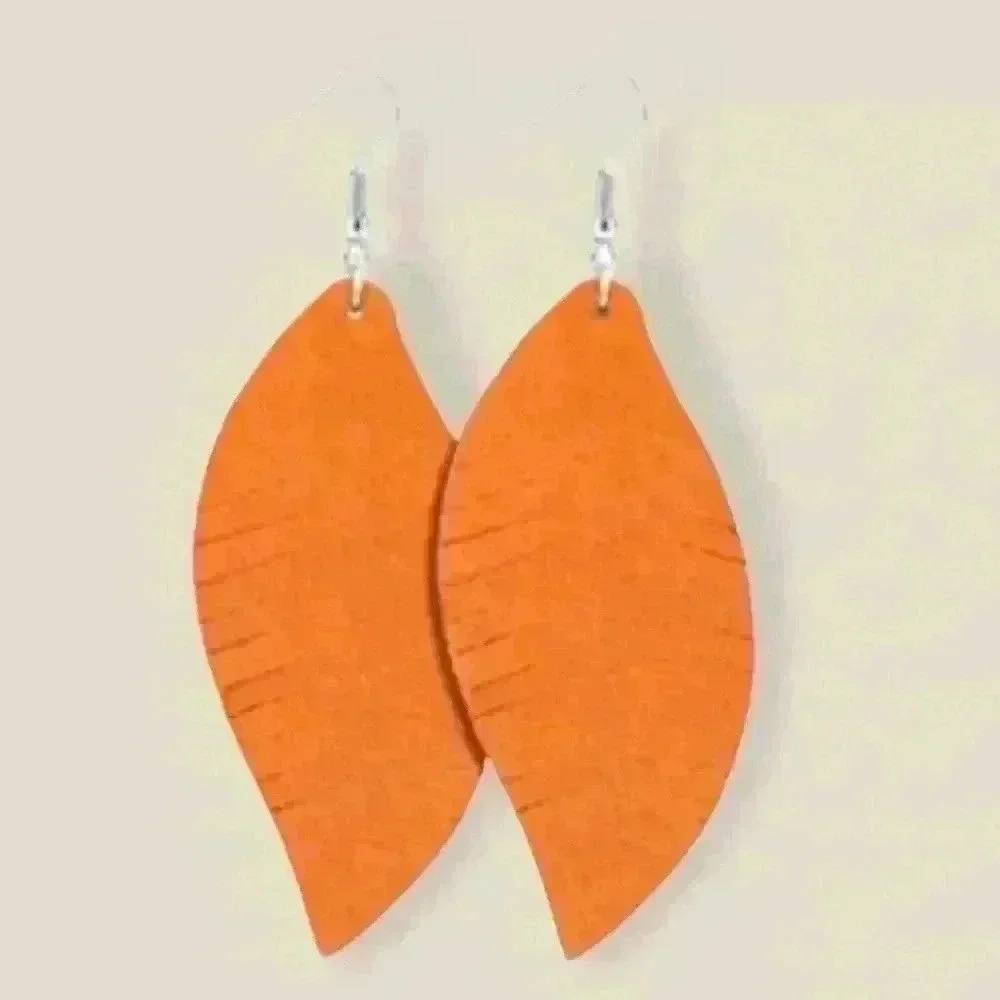 Leather Feather Earrings